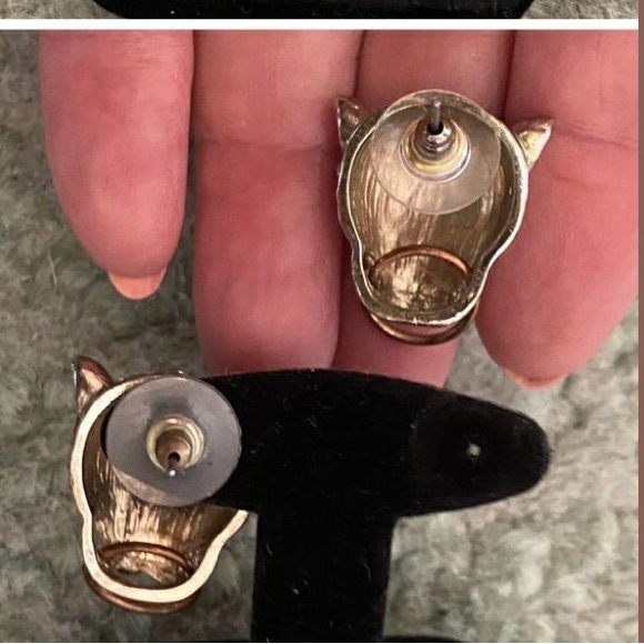 Vintage Panther Earrings with Rhinestones - Picture 2 of 3